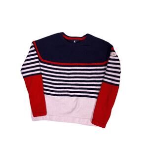Joules Fleece Crewneck Sweater Womens 6/S Nautical Preppy Minimalist Striped